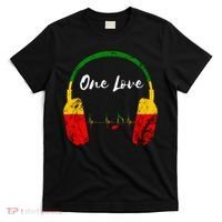 Rasta Reggae Music Headphones Jamaican Pride One Love T-Shirt thumb 0
