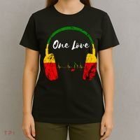Rasta Reggae Music Headphones Jamaican Pride One Love T-Shirt thumb 4