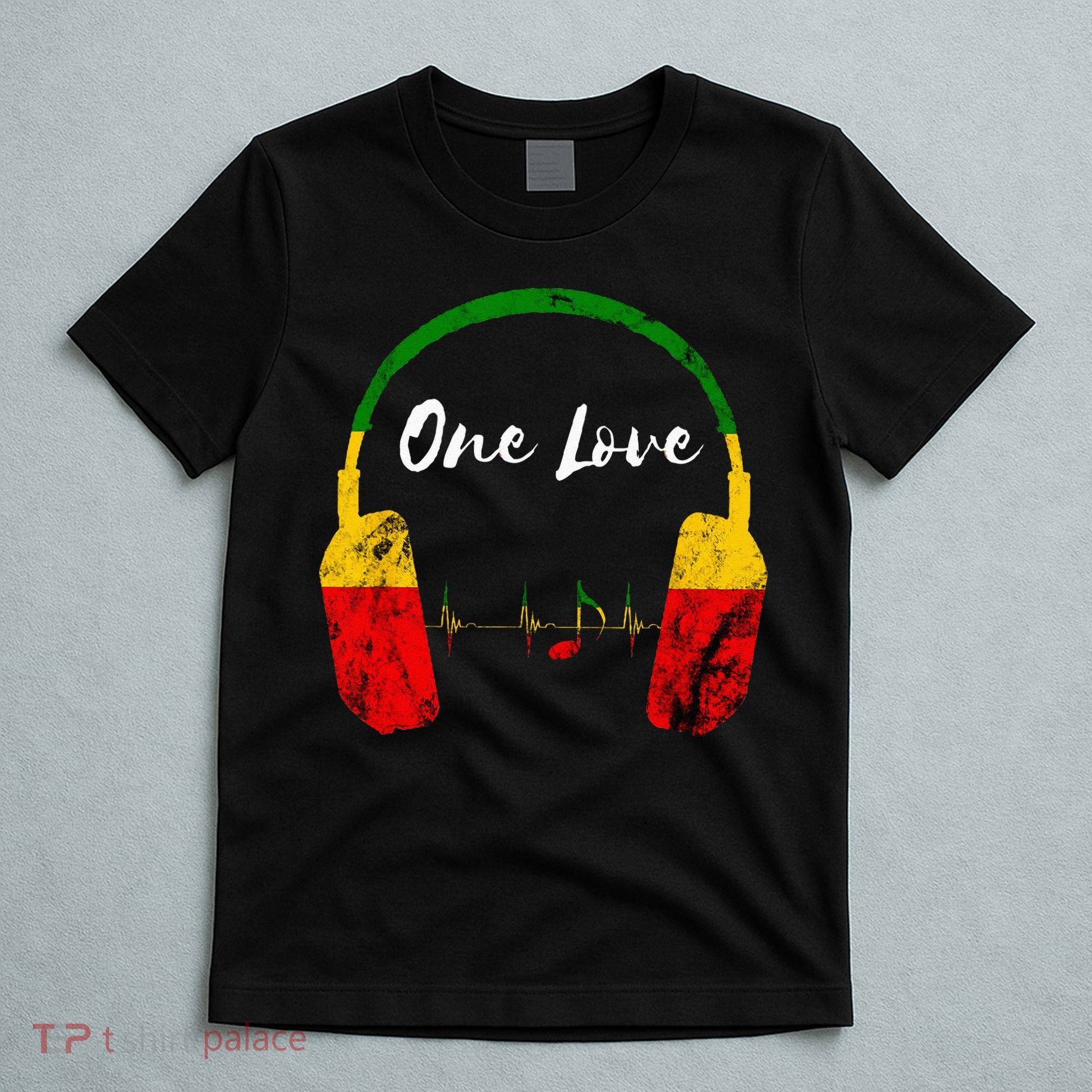 Rasta Reggae Music Headphones Jamaican Pride One Love T-Shirt