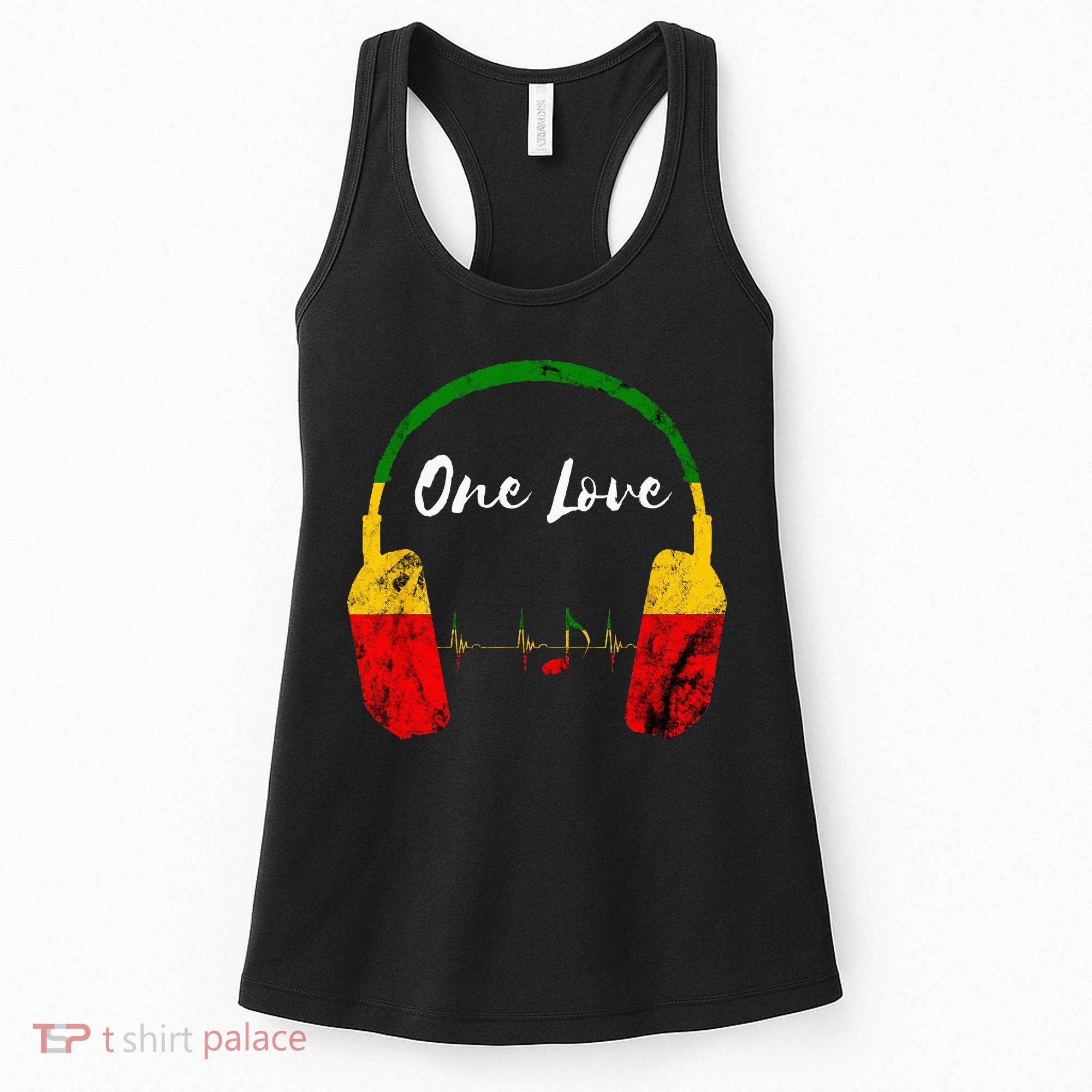 Rasta Reggae Music Headphones Jamaican Pride One Love Women's Tank Top