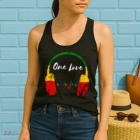 Rasta Reggae Music Headphones Jamaican Pride One Love Women's Tank Top thumb 2