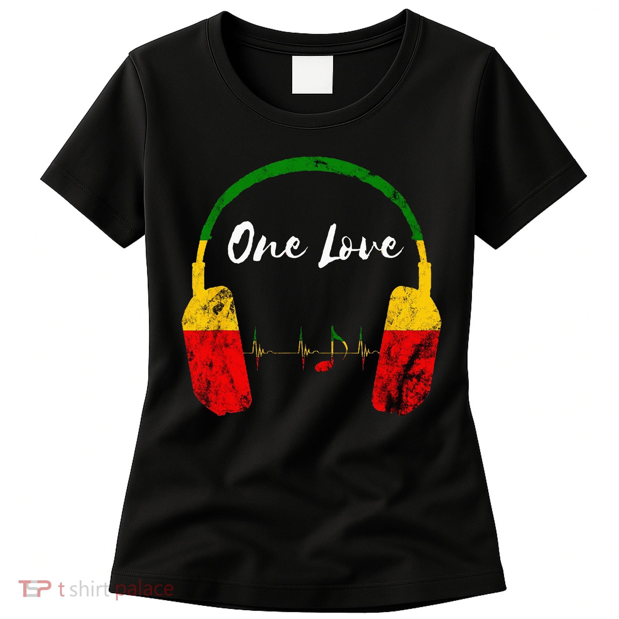 Rasta Reggae Music Headphones Jamaican Pride One Love Women's T-Shirt