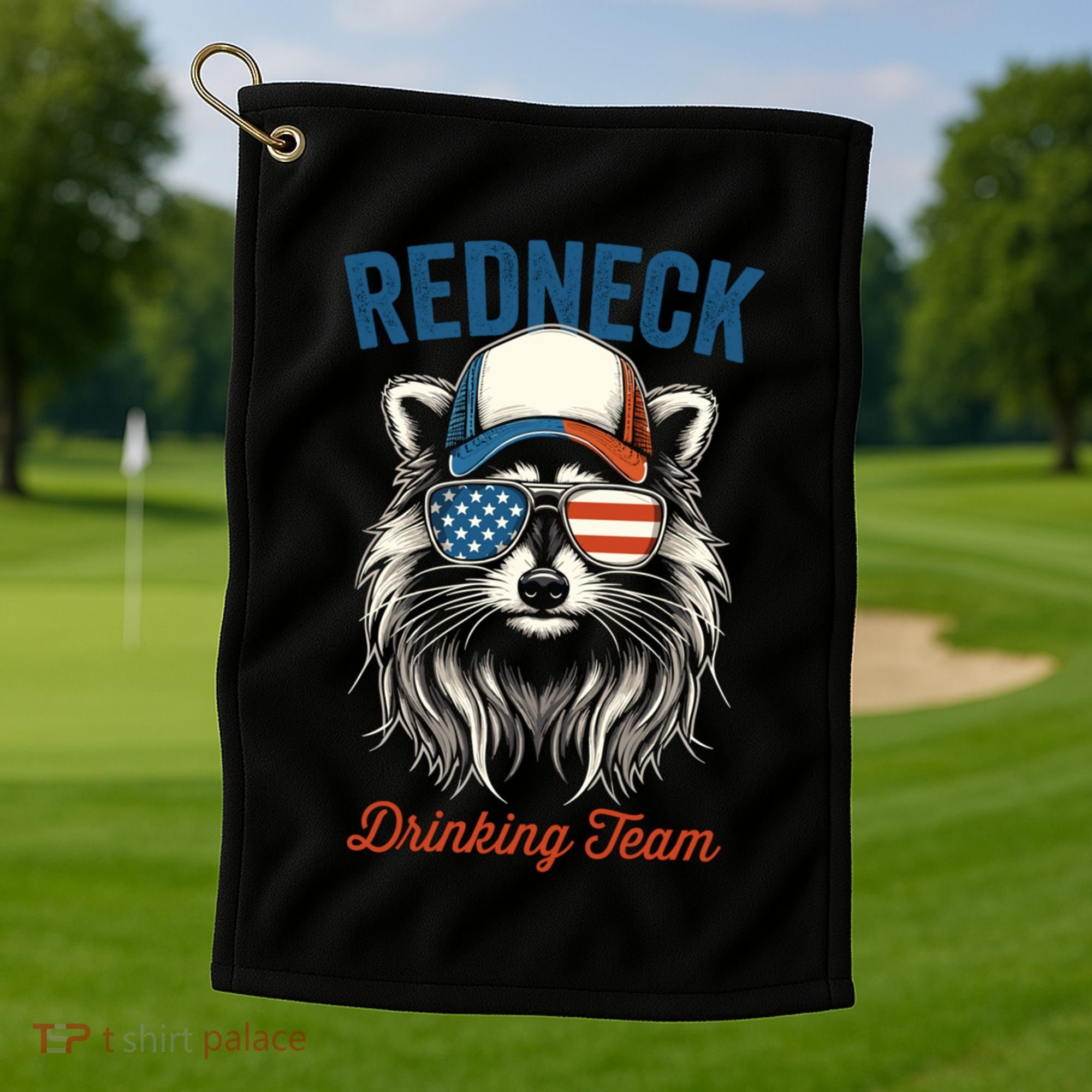 Redneck Raccoon Mullet White Trash Party Attire Hillbilly Gift Golf Towel