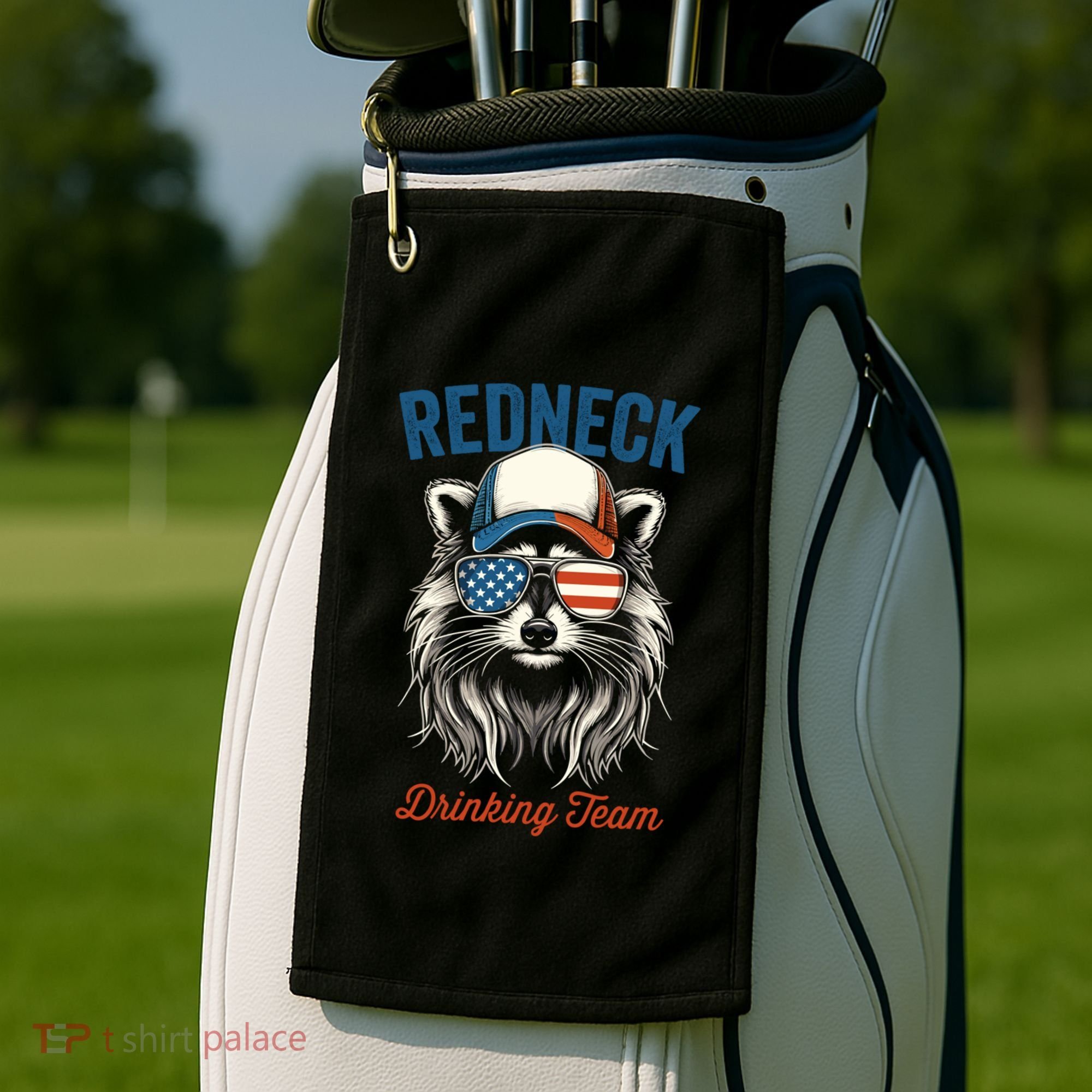 Redneck Raccoon Mullet White Trash Party Attire Hillbilly Gift Golf Towel