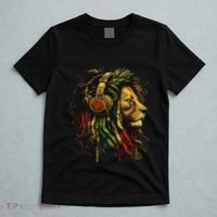 Rasta Reggae Music Headphones Jamaican Pride Lion Of Judah T-Shirt thumb 5