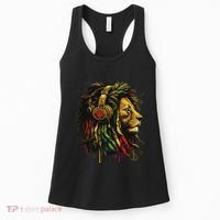 Rasta Reggae Music Headphones Jamaican Pride Lion Of Judah Women's Tank Top thumb 0