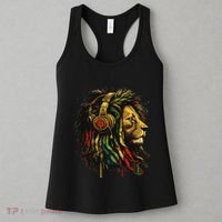 Rasta Reggae Music Headphones Jamaican Pride Lion Of Judah Women's Tank Top thumb 3