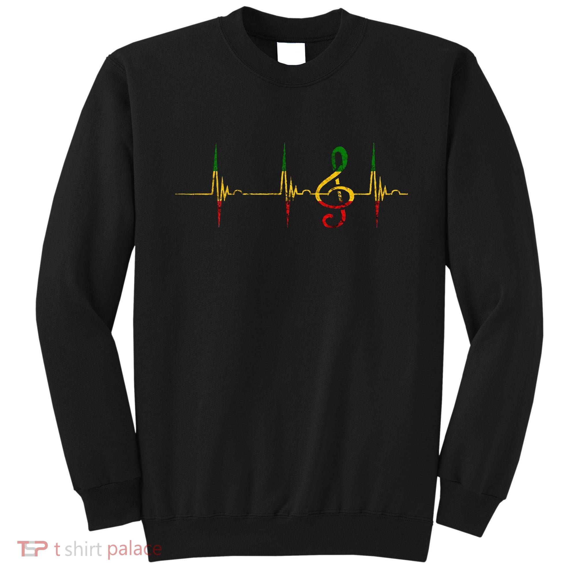 Rasta Reggae Music Note Rastafari Roots Heartbeat EKG Pulse Sweatshirt