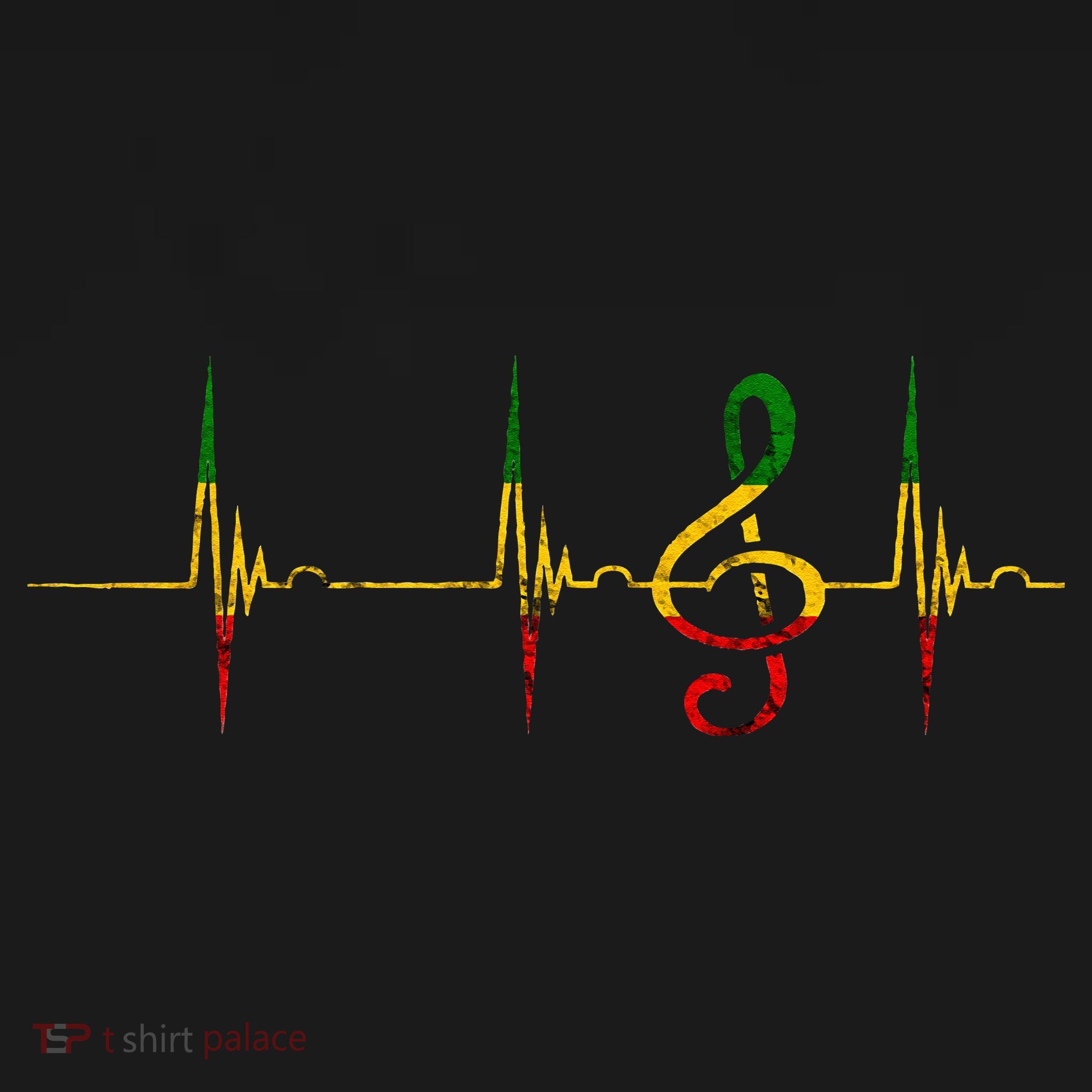 Rasta Reggae Music Note Rastafari Roots Heartbeat EKG Pulse T-Shirt