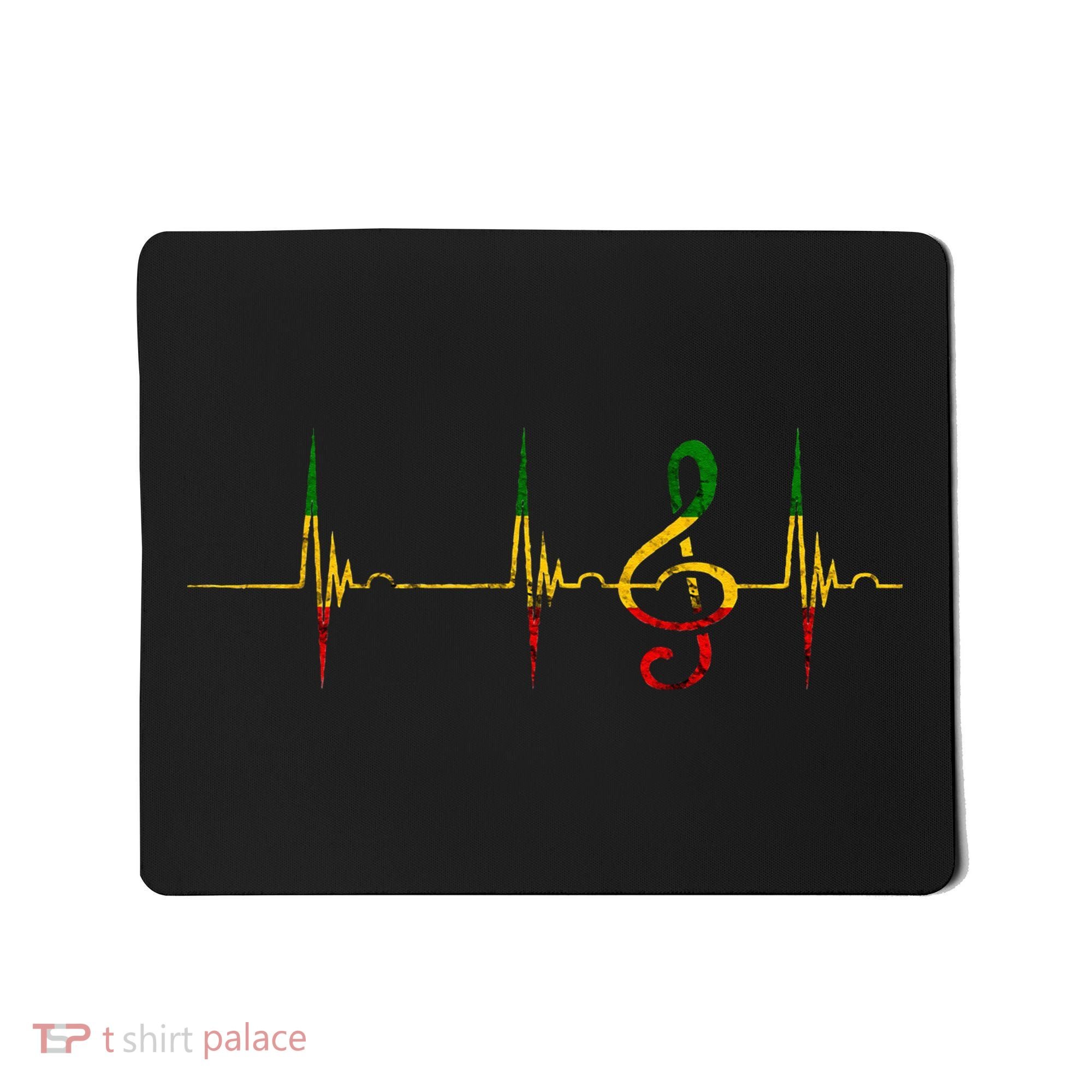 Rasta Reggae Music Note Rastafari Roots Heartbeat EKG Pulse Mousepad