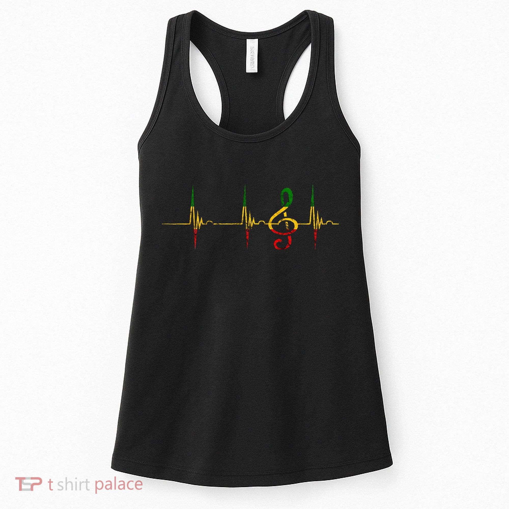 Rasta Reggae Music Note Rastafari Roots Heartbeat EKG Pulse Women's Tank Top