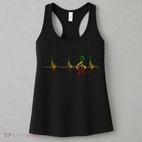 Rasta Reggae Music Note Rastafari Roots Heartbeat EKG Pulse Women's Tank Top thumb 3