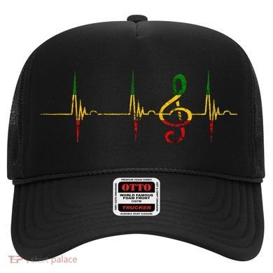 Rasta Reggae Music Note Rastafari Roots Heartbeat EKG Pulse Hat