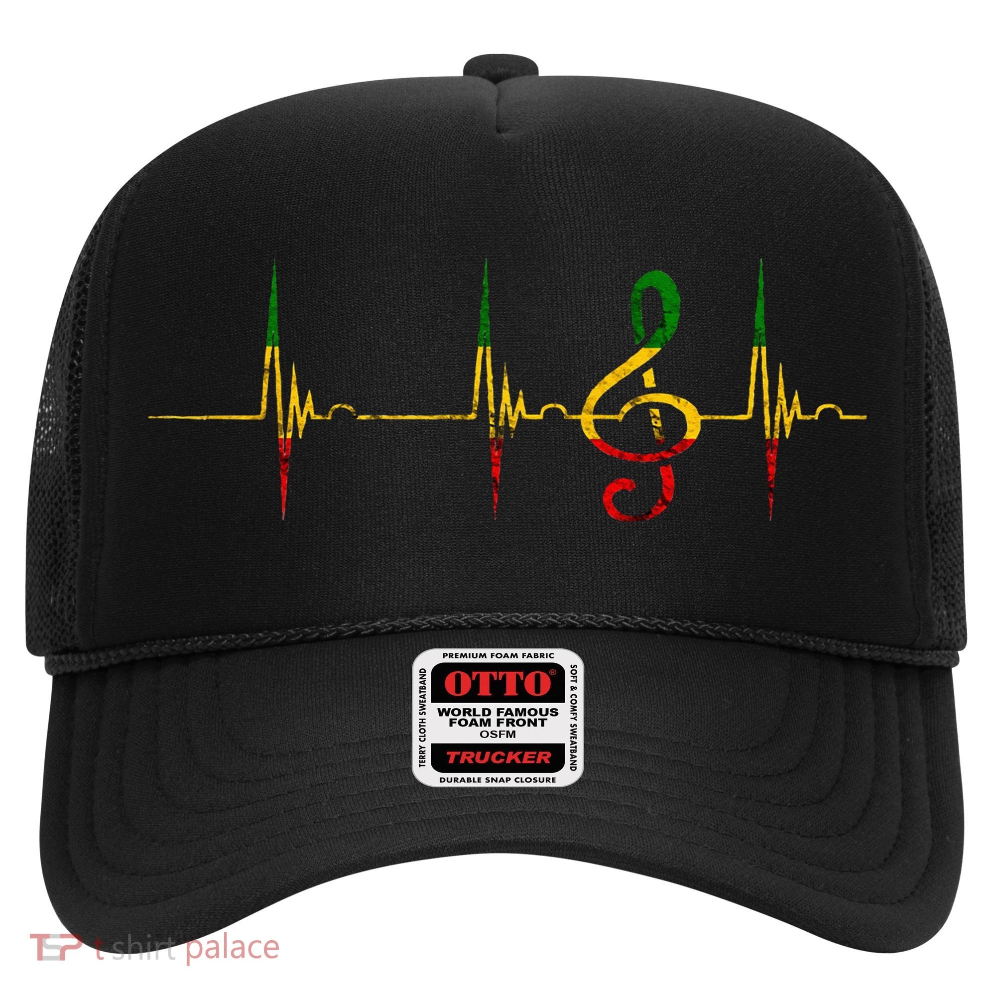 Rasta Reggae Music Note Rastafari Roots Heartbeat EKG Pulse Hat