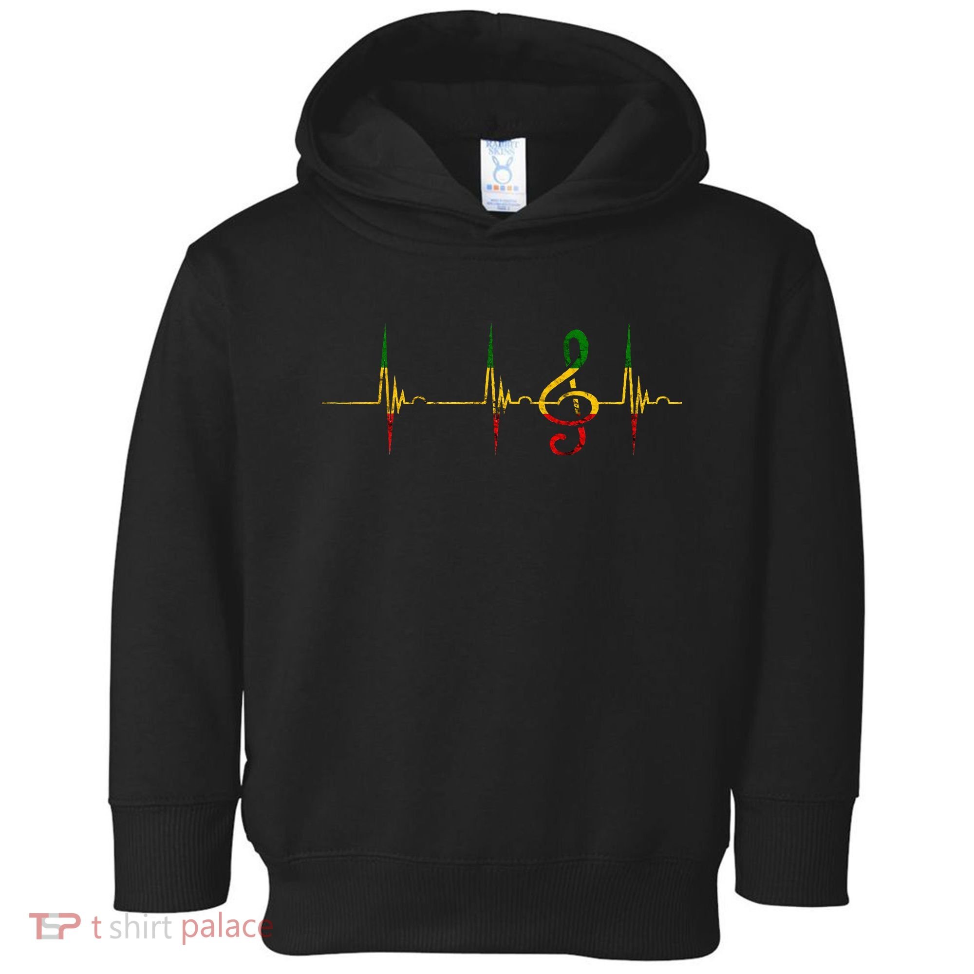 Rasta Reggae Music Note Rastafari Roots Heartbeat EKG Pulse Toddler Hoodie