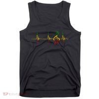 Rasta Reggae Music Note Rastafari Roots Heartbeat EKG Pulse Tank Top thumb 0
