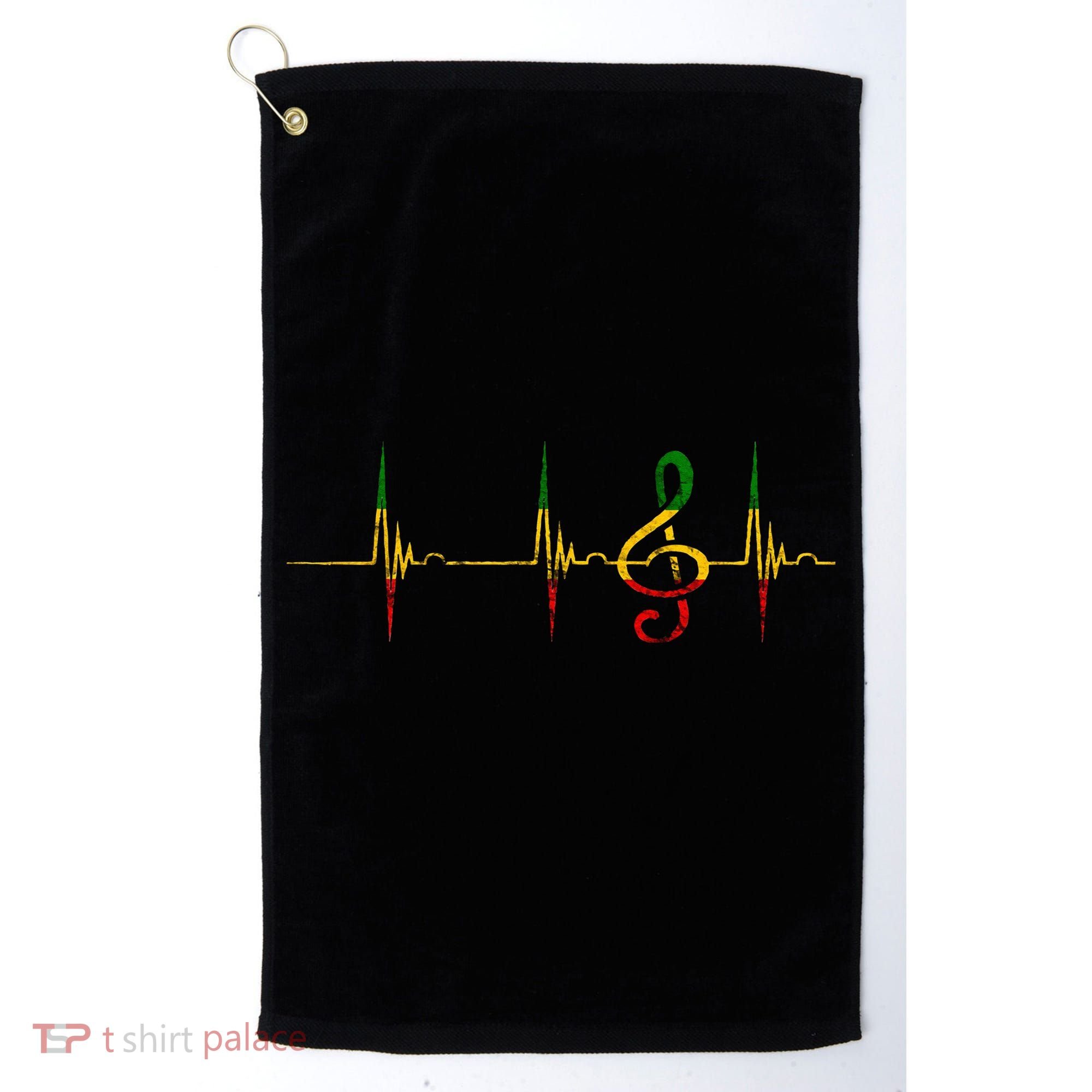 Rasta Reggae Music Note Rastafari Roots Heartbeat EKG Pulse Golf Towel