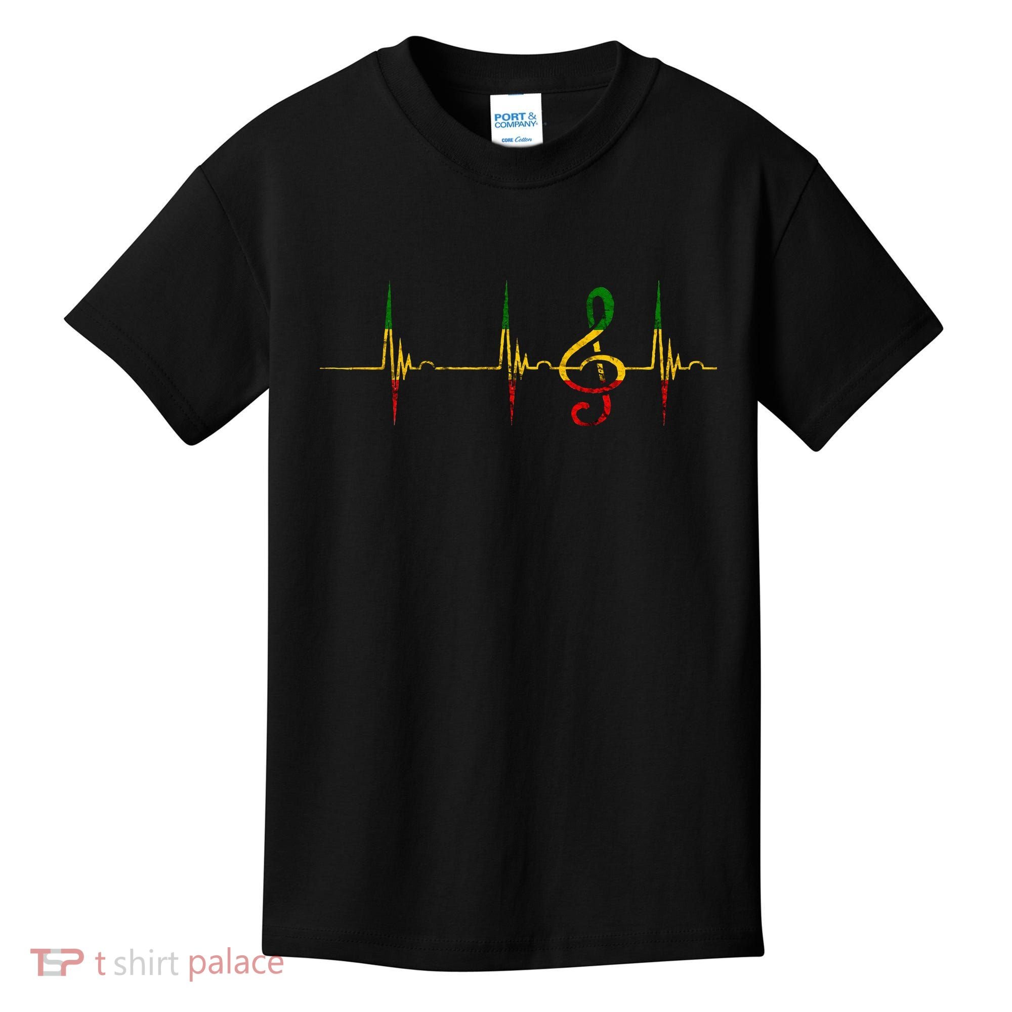 Rasta Reggae Music Note Rastafari Roots Heartbeat EKG Pulse Kids T-Shirt