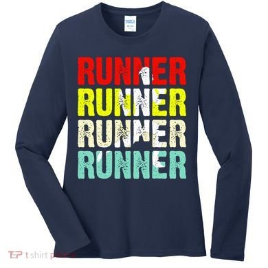 Runner Running Marathoner Retro Vintage Women's Long Sleeve Shirt