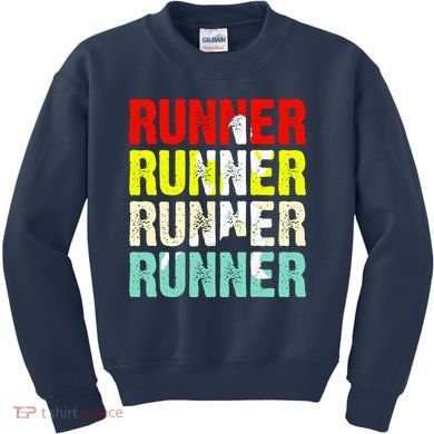 Runner Running Marathoner Retro Vintage Kids Sweatshirt