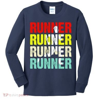 Runner Running Marathoner Retro Vintage Kids Long Sleeve Shirt