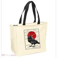 Raven Red Moon Anime Japanese Art Tote Bag thumb 2