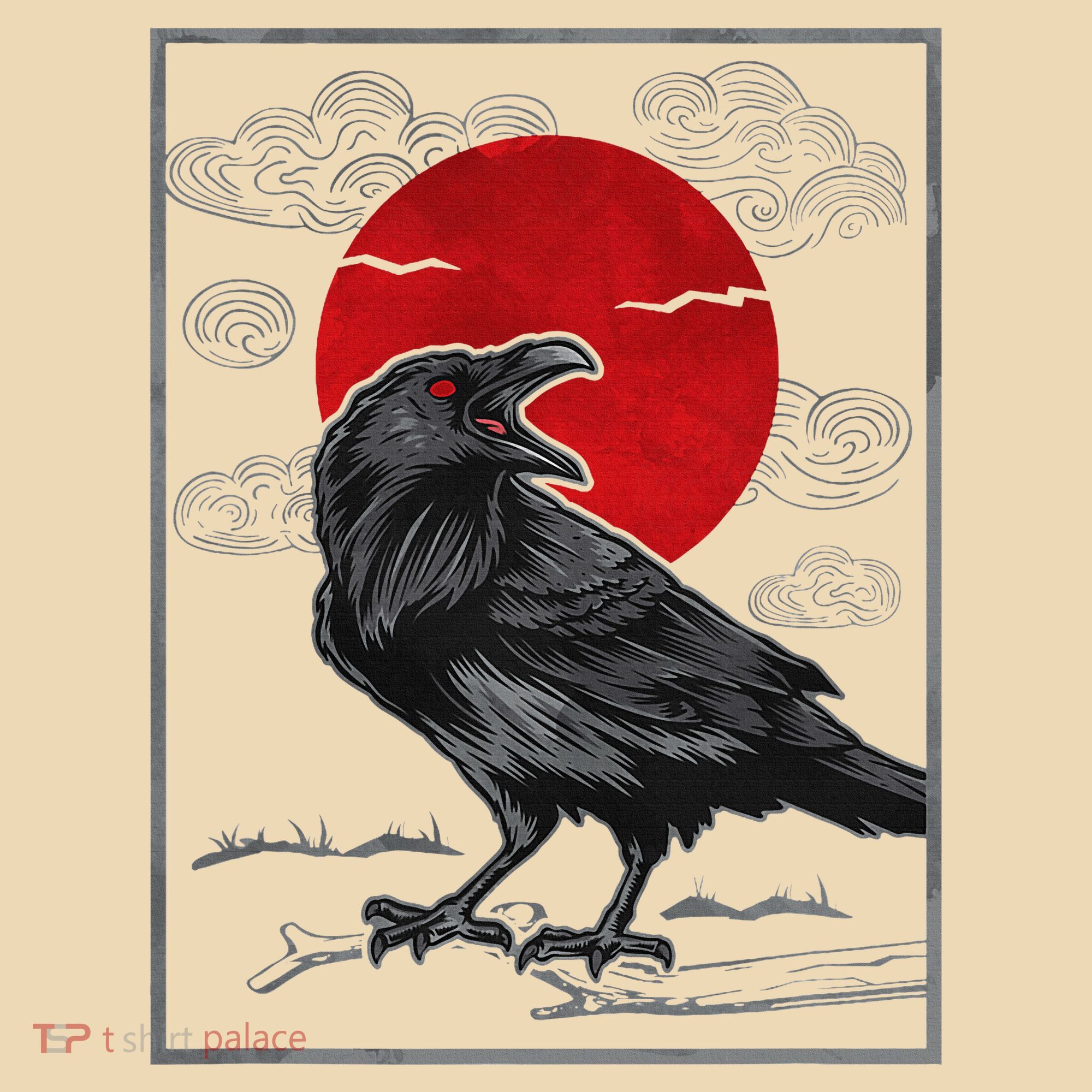 Raven Red Moon Anime Japanese Art Tote Bag