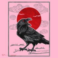 Raven Red Moon Anime Japanese Art Coaster thumb 2