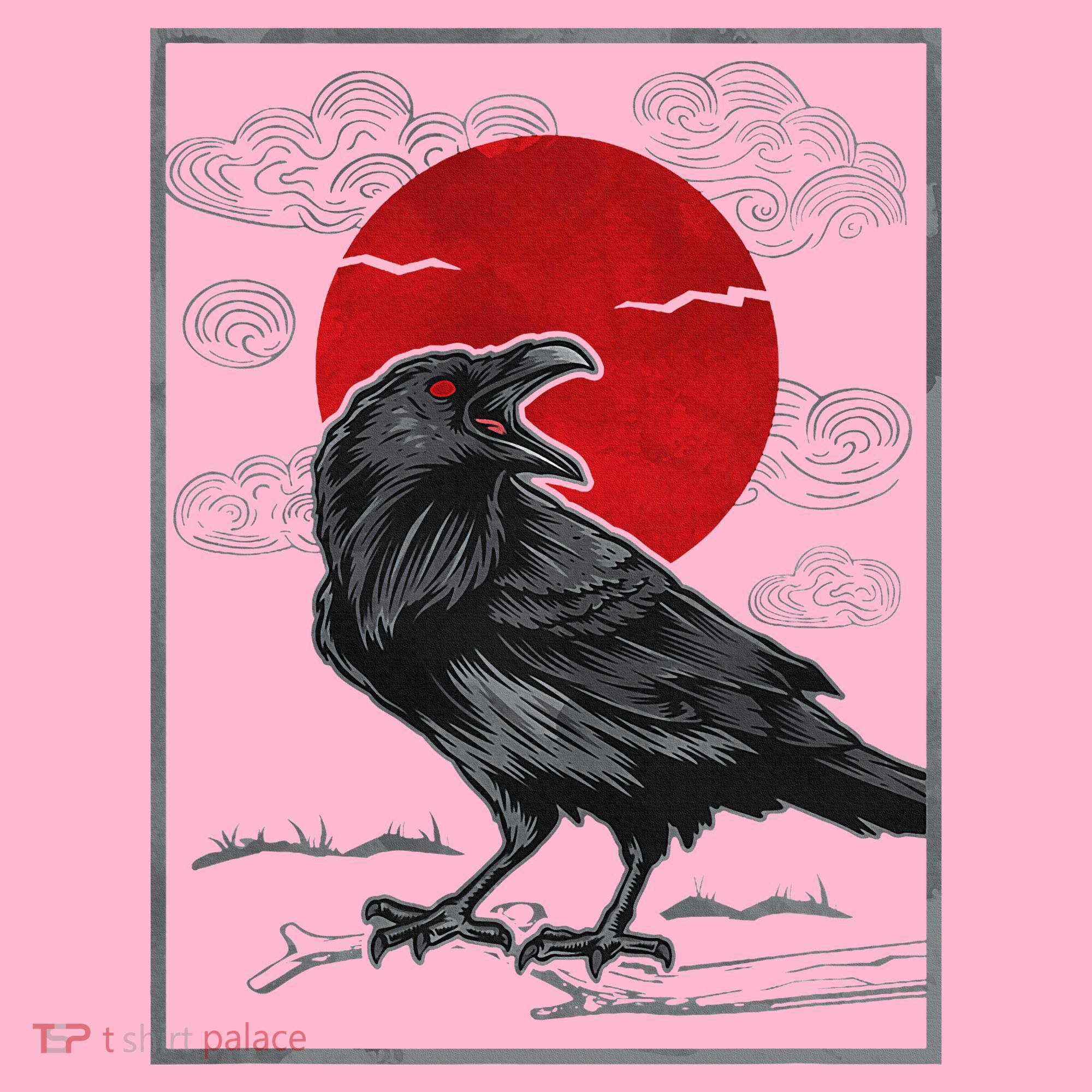 Raven Red Moon Anime Japanese Art Coaster