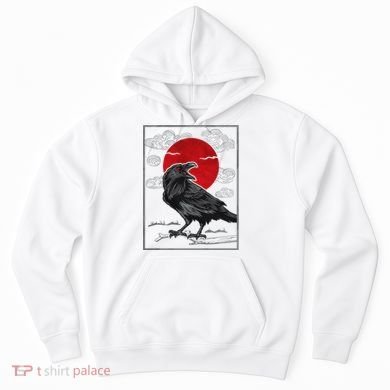 Raven Red Moon Anime Japanese Art Hoodie