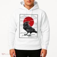 Raven Red Moon Anime Japanese Art Hoodie thumb 2