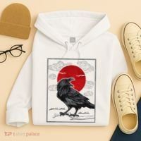 Raven Red Moon Anime Japanese Art Hoodie thumb 4