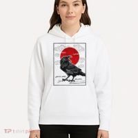 Raven Red Moon Anime Japanese Art Hoodie thumb 5