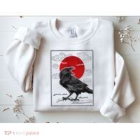 Raven Red Moon Anime Japanese Art Sweatshirt thumb 2