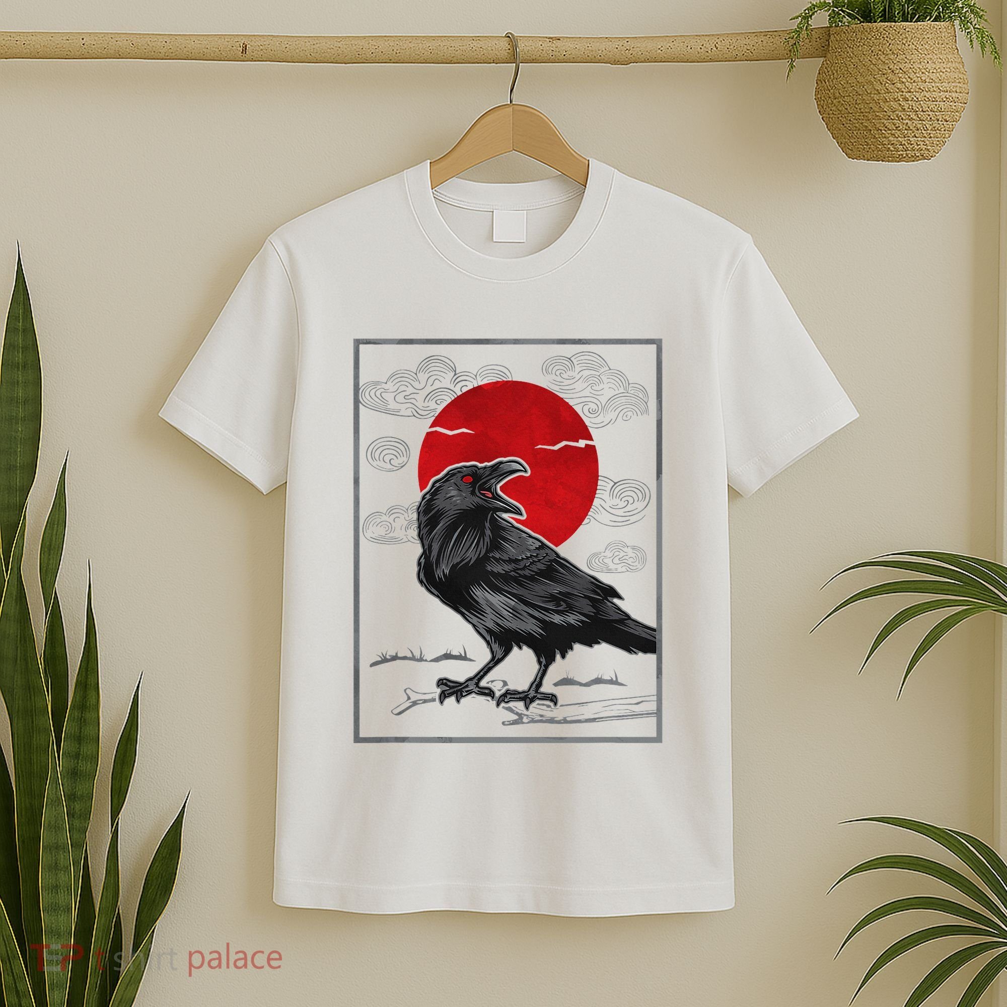 Raven Red Moon Anime Japanese Art T-Shirt