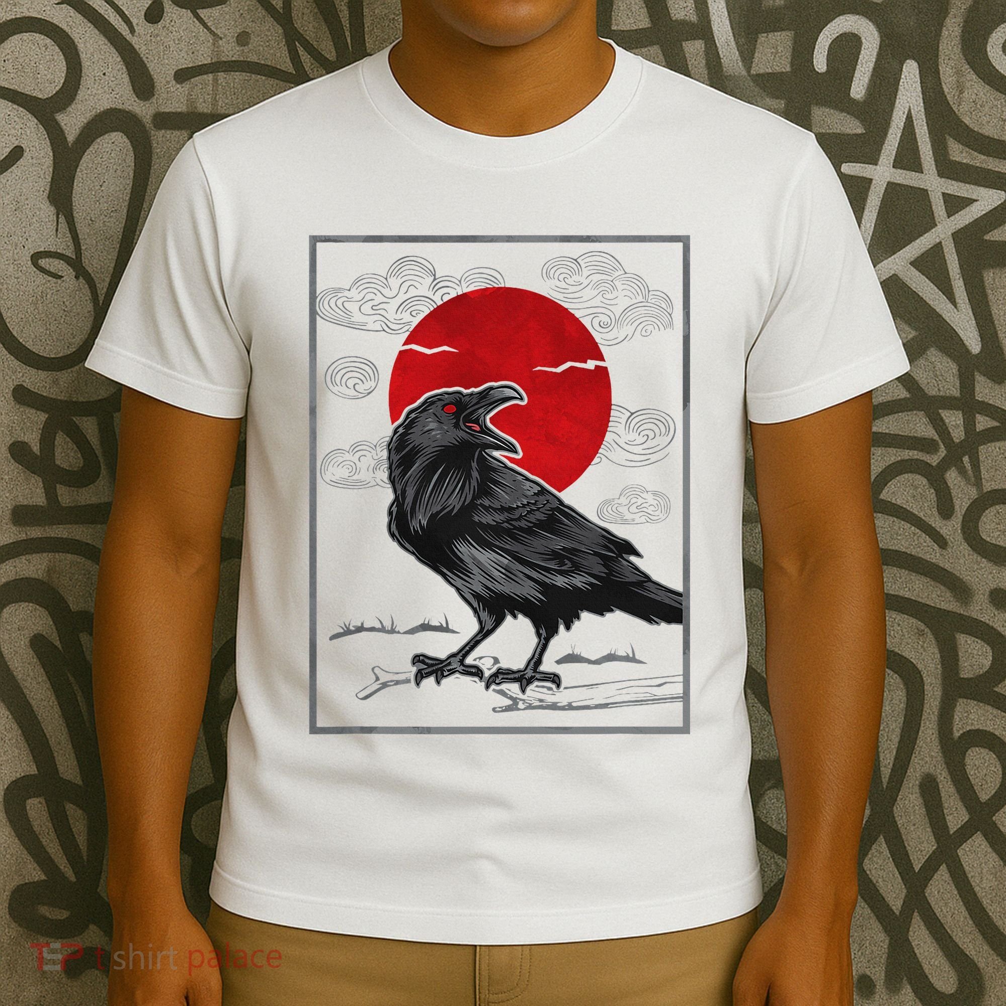 Raven Red Moon Anime Japanese Art T-Shirt