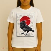Raven Red Moon Anime Japanese Art T-Shirt thumb 4