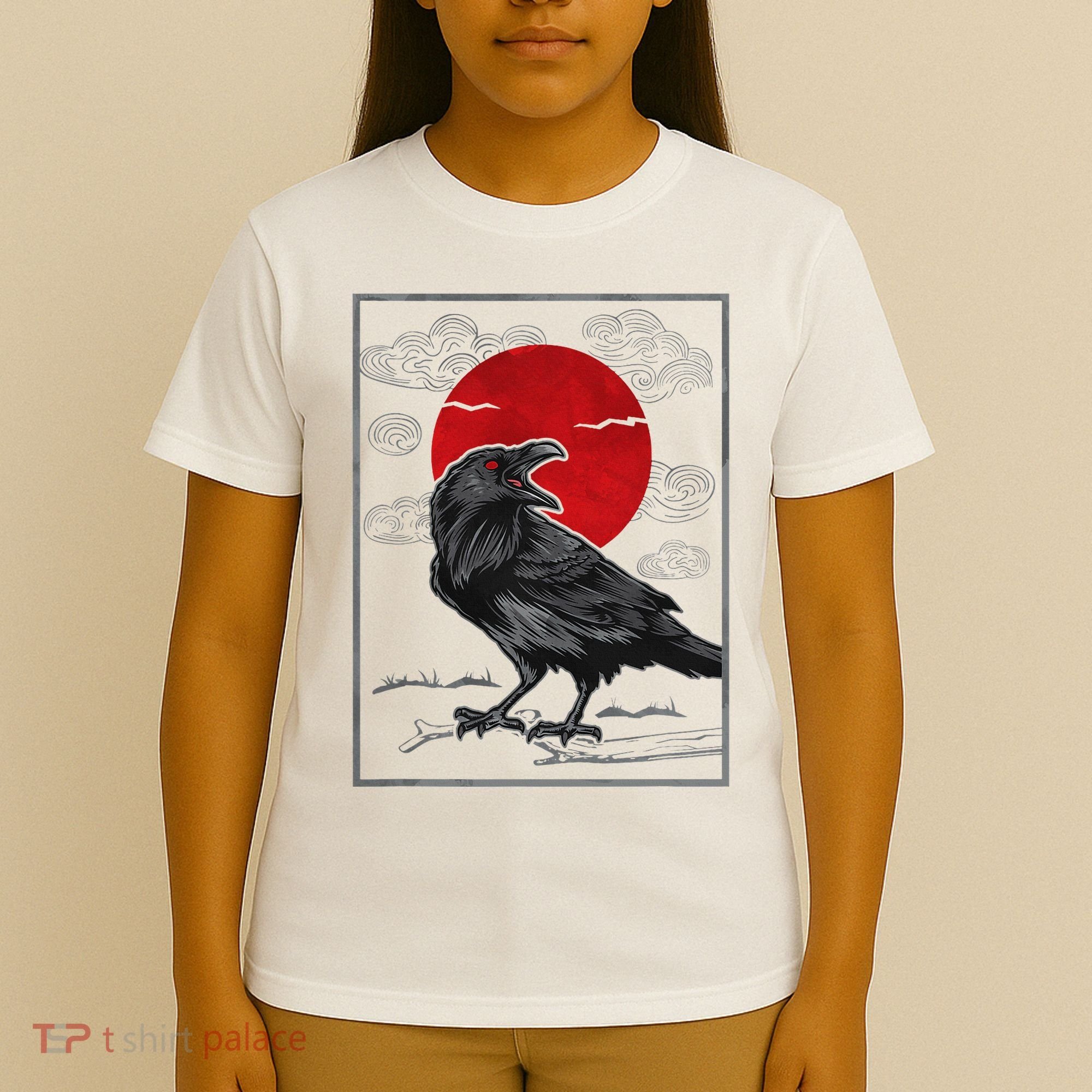 Raven Red Moon Anime Japanese Art T-Shirt