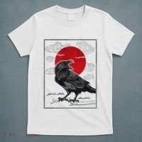 Raven Red Moon Anime Japanese Art T-Shirt thumb 5