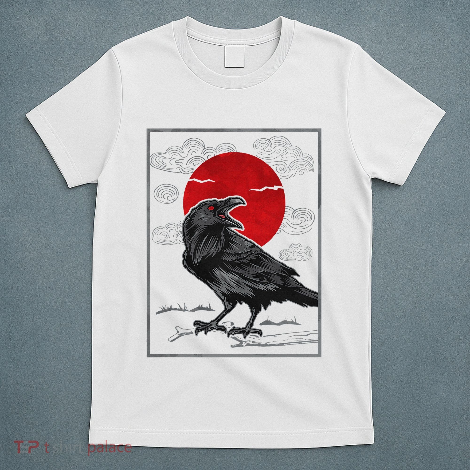 Raven Red Moon Anime Japanese Art T-Shirt