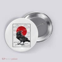 Raven Red Moon Anime Japanese Art Button thumb 0