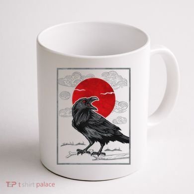 Raven Red Moon Anime Japanese Art Coffee Mug back
