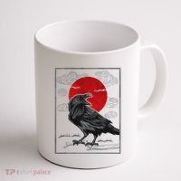 Raven Red Moon Anime Japanese Art Coffee Mug thumb 1