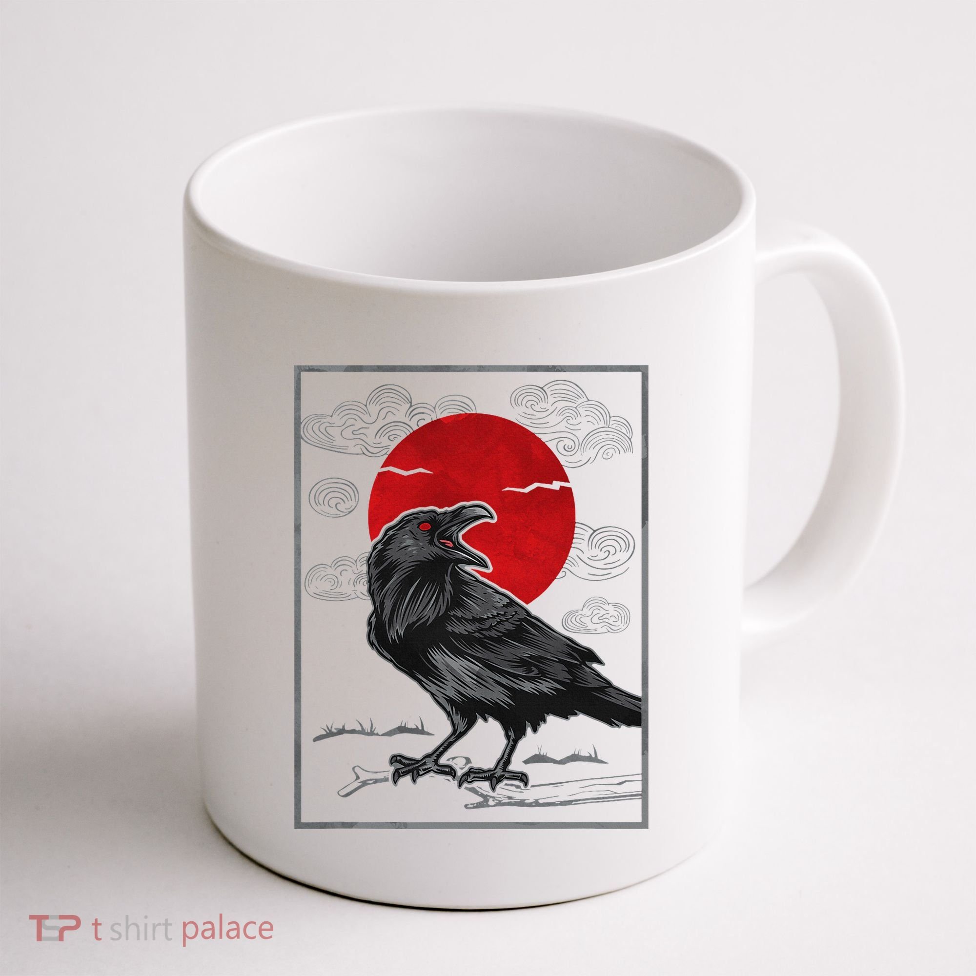 Raven Red Moon Anime Japanese Art Coffee Mug