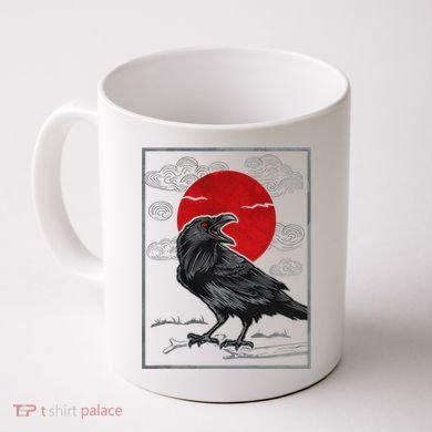 Raven Red Moon Anime Japanese Art Coffee Mug