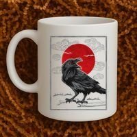 Raven Red Moon Anime Japanese Art Coffee Mug thumb 2
