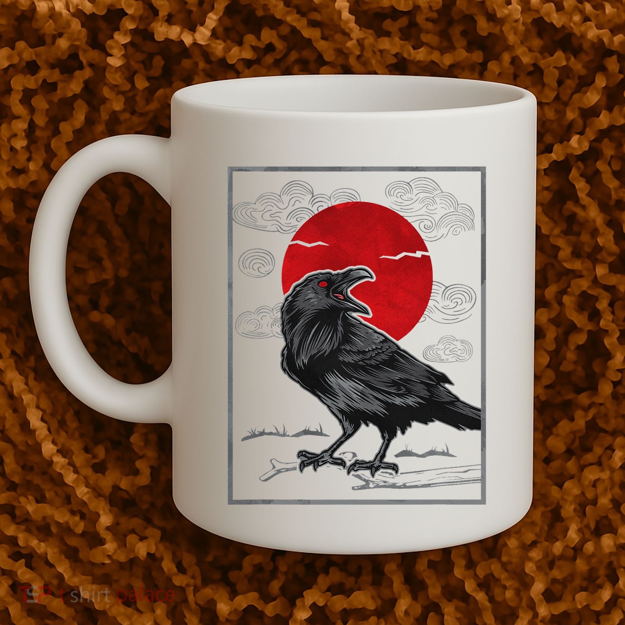 Raven Red Moon Anime Japanese Art Coffee Mug
