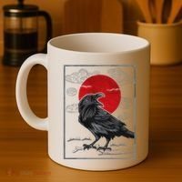 Raven Red Moon Anime Japanese Art Coffee Mug thumb 4