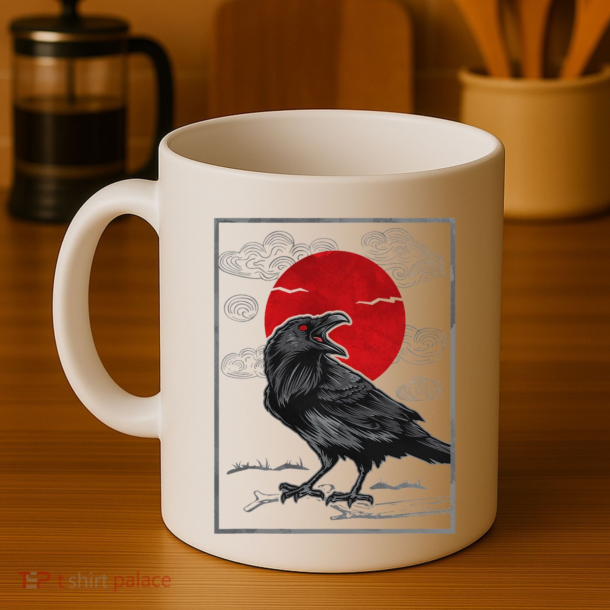 Raven Red Moon Anime Japanese Art Coffee Mug