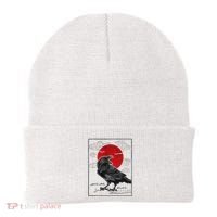 Raven Red Moon Anime Japanese Art Beanie thumb 0